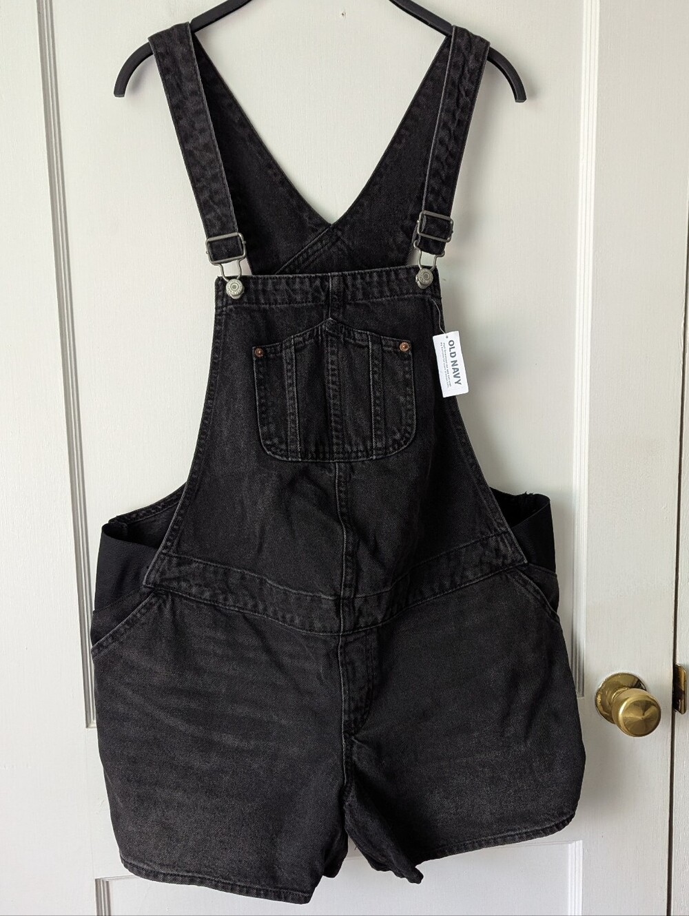 Old Navy Maternity Slouchy Shortalls Overall Shorts Black 100% Cotton Large NEW